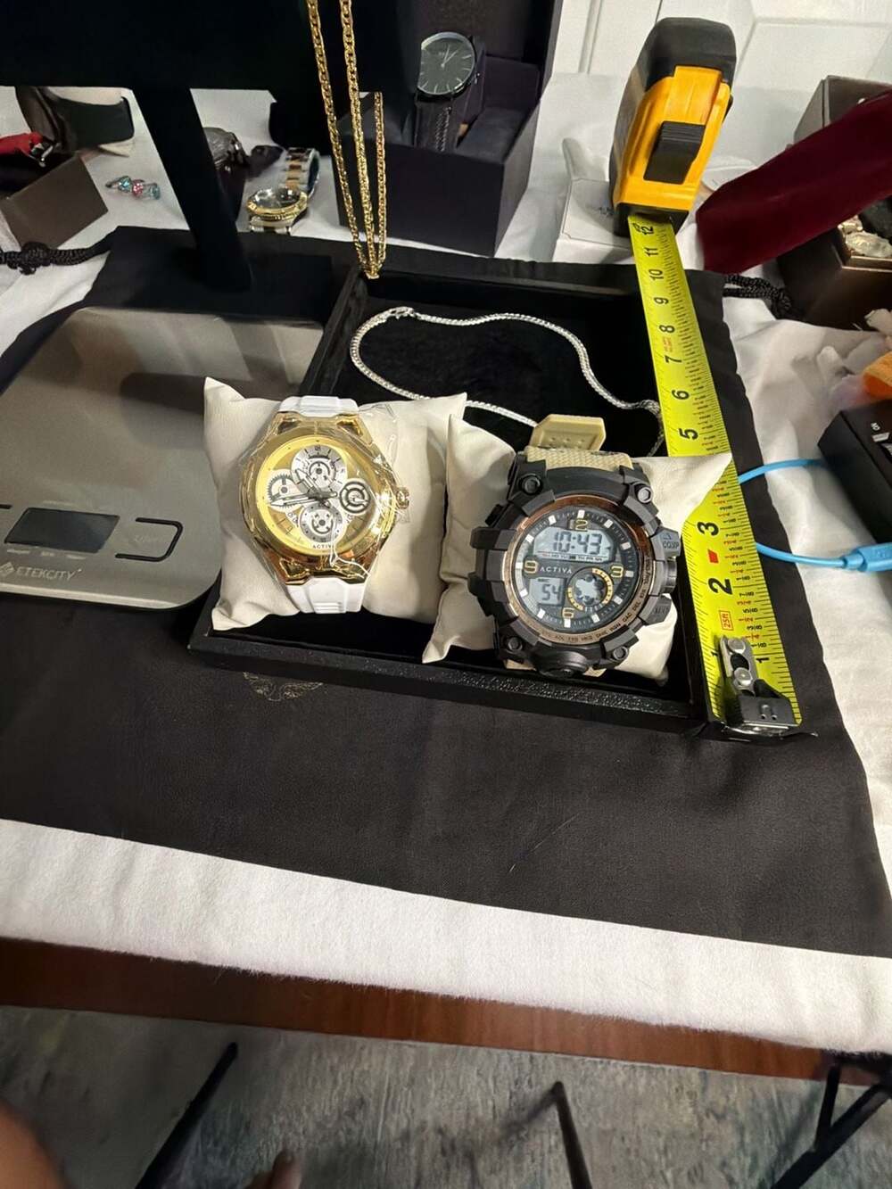 Set of 2 Activa Men's Watches: Gold-Tone Analog and Digital Camo Sport